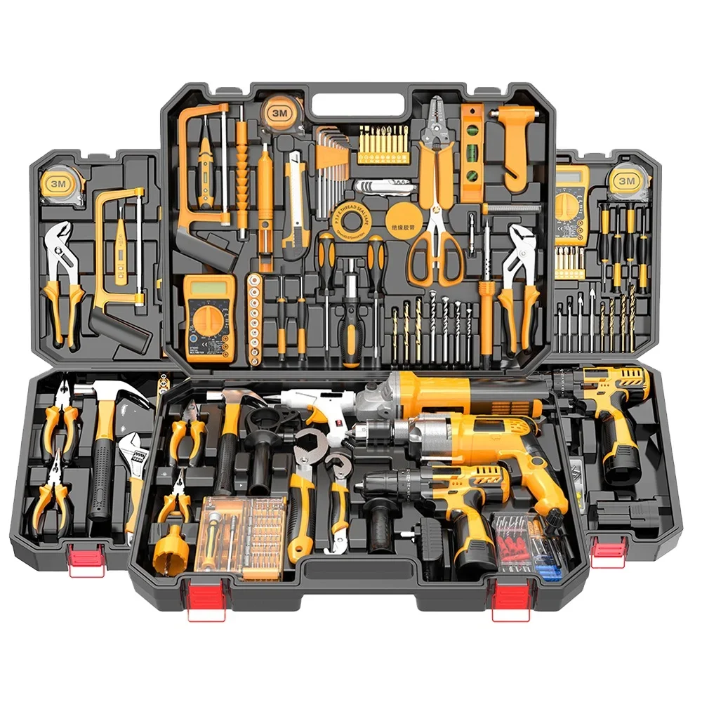 Factory Cordless Hardware Electrical Power Kit Includes Combination Box Drill Machine Set Hand Wrench Other Home Improvement