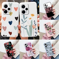 Vintage Leaves Flower Capa For Poco F5 Case Cute Silicone Heart Cartoon Back Cover For Xiaomi PocoF5 Fundas F 5 Capa Protective