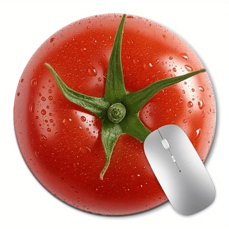 Realistic tomato fruit pattern round mouse pad anti-slip rubber base portable office desktop pads computer laptop PC accessories