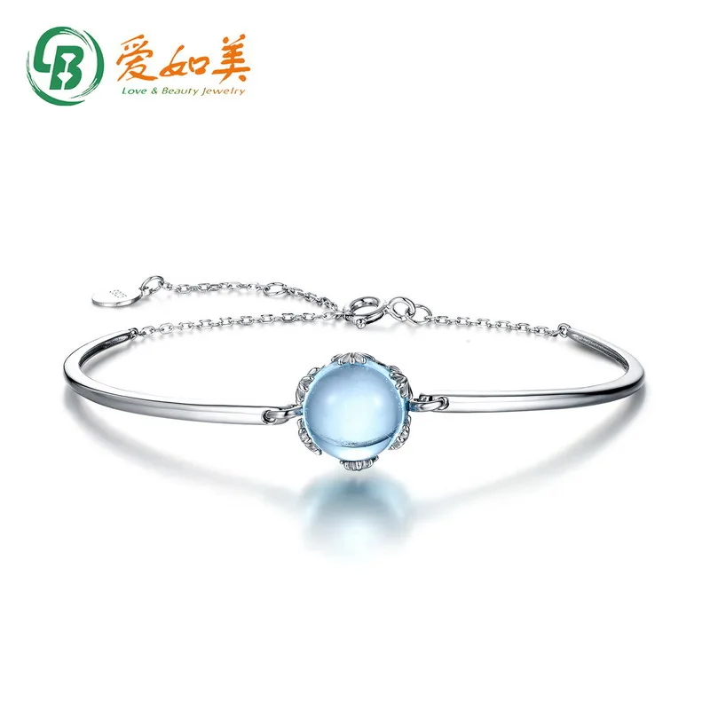 

Geometric Sky Blue Topaz Bracelet Women's 18K Gold PT950 Platinum Silver Plated 7-Layer Gold Bracelet Handmade