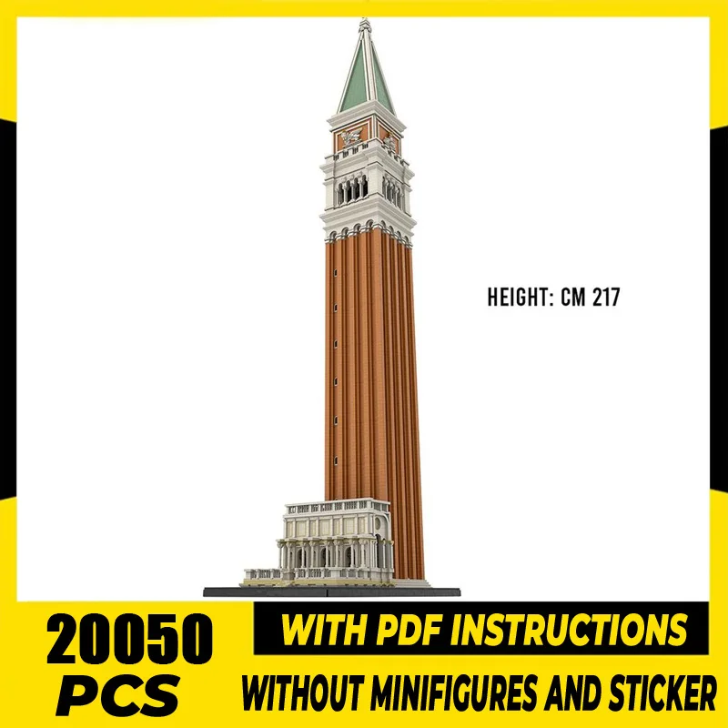 

City Street View Moc Building Blocks Modular Famous Bell Tower in Venice Model Technology Bricks DIY Assembly Gift Holiday Toy