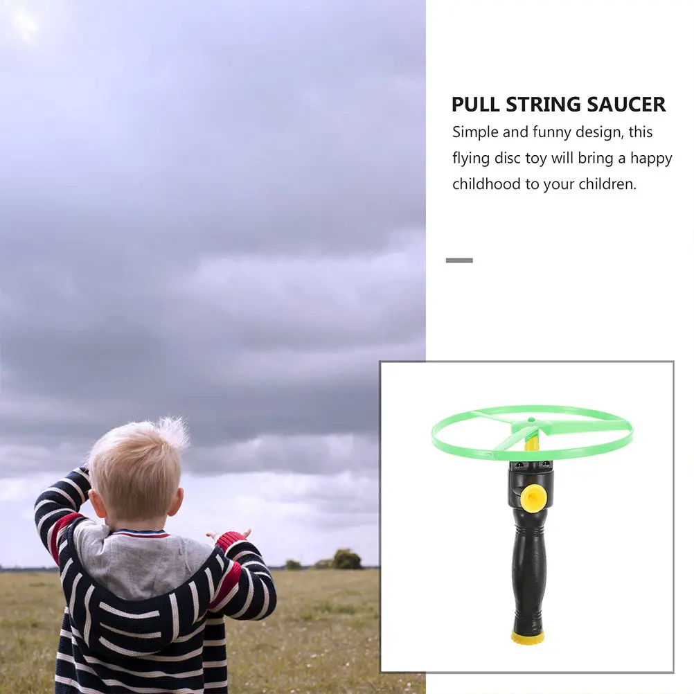 10Sets Handheld Flying Disc Pull String Launchers Outdoor Party Favors Flying Saucer Discs for Active Play