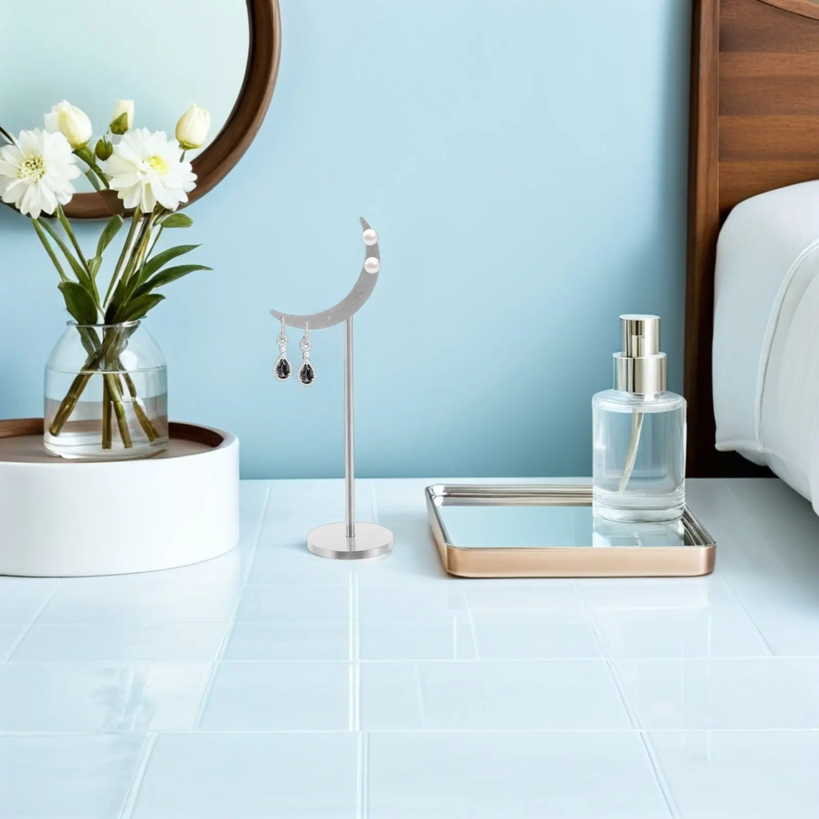 

Металлическая подставка-держатель для серег Moon: демонстрационный стенд для демонстрации и организации серег-гвоздиков, колец, висячих серег и других ювелирных изделий