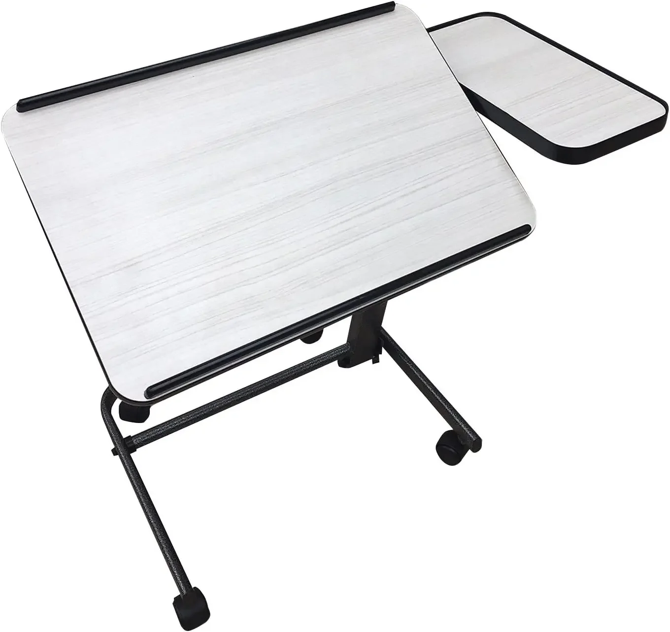 Health Acrobat Professional Overbed/Laptop Table, Tilting Mast, Height Adjustable with Casters. Split Top and Folds