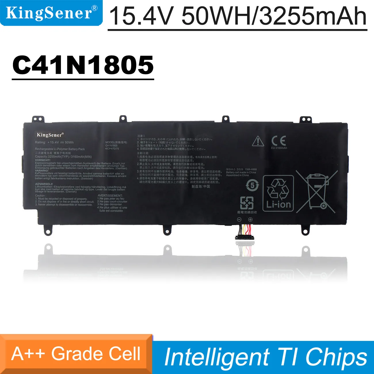 KingSener C41N1805 0B200-03020000 Laptop Battery For ASUS ROG ZEPHYRUS S GX531 GAMING GX531 0B200-03020000 15.4V 50WH