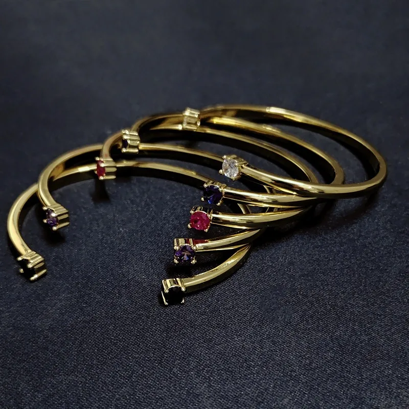 

2025 New women's high quality 5A Zircon open bracelet plated 18k gold women's wedding fashion jewelry gift free delivery