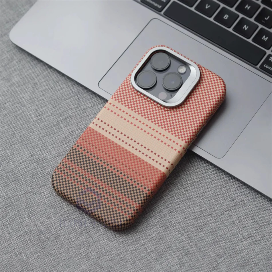 Magnetic Slim Case For Magsafe Stand Alloy Len Luxury Matte Relief Carbon Fibre Pattern PC Cover For iPhone 13 14 15 16 Pro Max