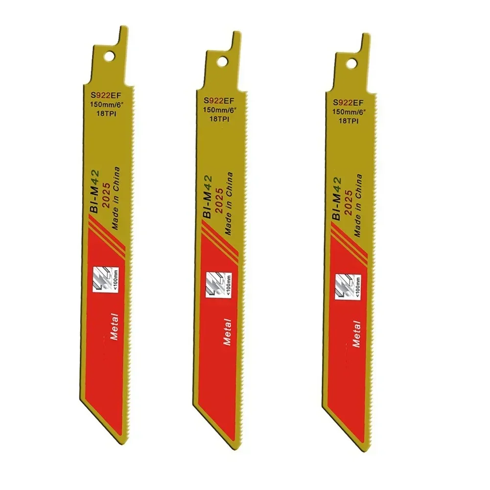 3PCS Bi-metal Reciprocating Saw Blades Set 130mm Blades Wood Pruning Saw Blades For Plastic Pipe Metal Cutting S922EF