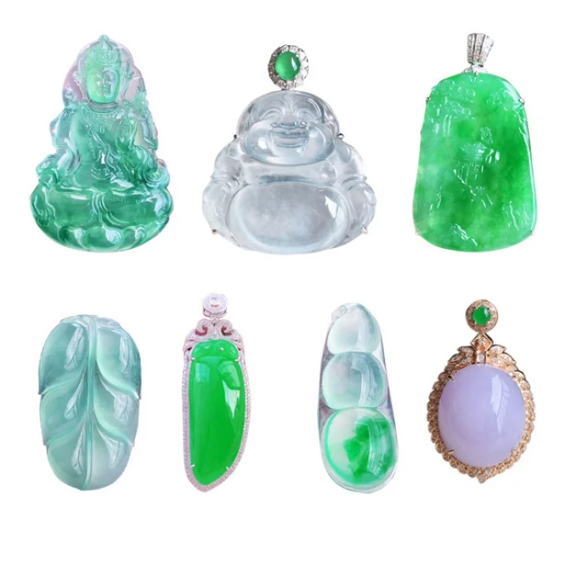 Een Ijsachtige Groothandel Yang Groene Jade Scupture Van Genade Godin Yi Yi Ruyi Kalebas Leaf Fu Meloen Veiligheidsgesp Hanger