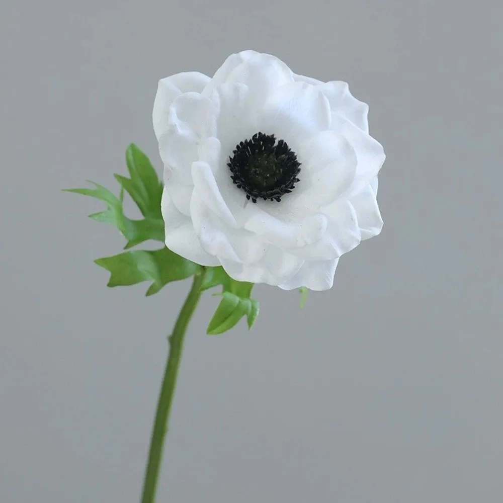 Anémona Artificial de tacto Real, flores de anémona de seda realistas hechas a mano, flores de simulación realistas de plástico, decoración del banquete de boda