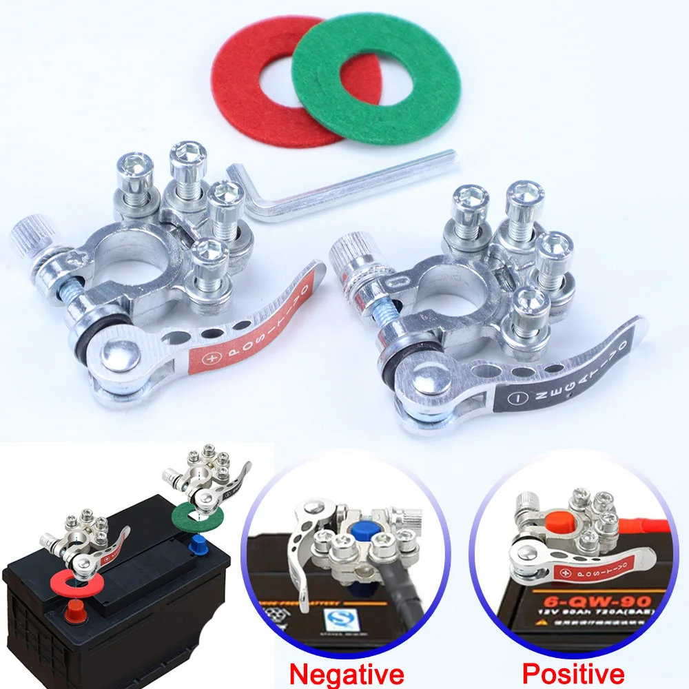 For Car Battery Terminal Connectors Positive Negative Quick Release Disconnect Brass Tin Plated Auto Battery Post Clamps