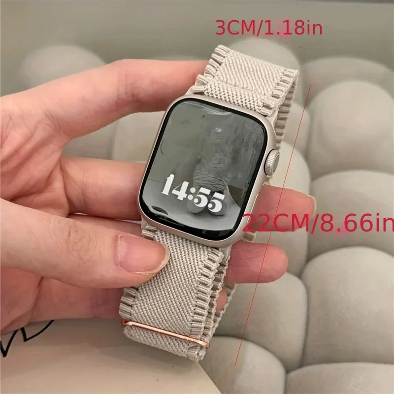 Cinturino in nylon elastico in pizzo da donna compatibile con il quadrante Apple Watch di 38/40/41 mm 42/44/45/46/49 mm, cinturino morbido con anello singolo