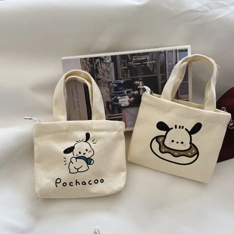 Kawaii Sanrio Handbag Pochacco Pom Pom Purin Anime Cute Student Have A Class Book Cosmetics Storage Shoulder Bag Toys For Girls