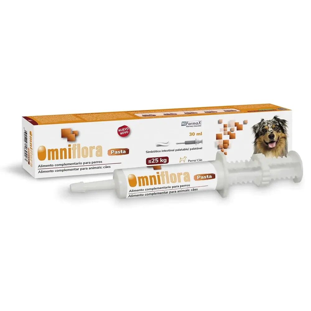 OMNIFLORA pasta 30 ml contribuye al bienestar digestivo de perros y gatos Hifarmax