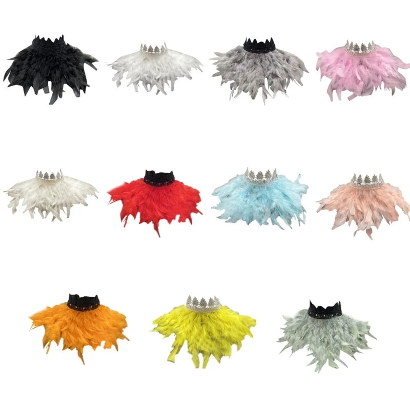 Colorful Plush Feather Capelet for Crafts Soft Feather Shawl Wedding Party Costume Nightclub Stage Dancing Decorations