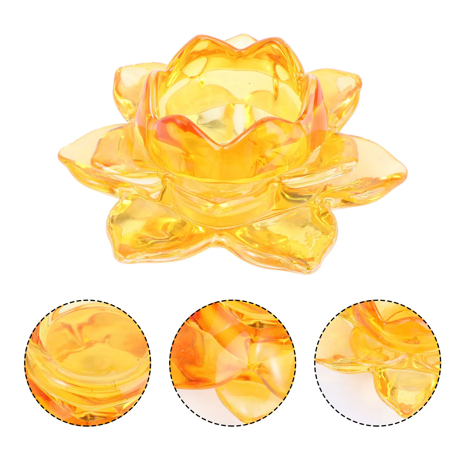 Sturdy Crystal Lotus Holder Home Table Decor Glass Tealight Lamp Feng Shui Gift Safe Design Long Lasting Light