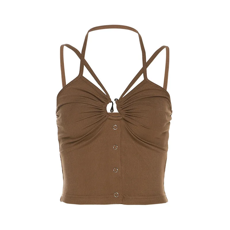 

Ветер 2023, летняя новая женская модная сексуальная однотонная майка на бретельках для похудения с открытым пупком