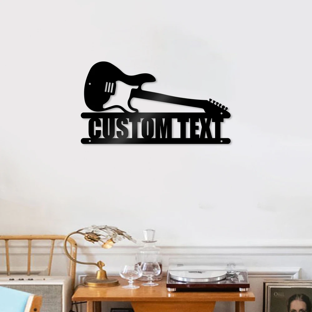 

1pc Personalized guitar Custom Name Metal Wall Signs Metal Wall Plaque For Home Decor Living Room Bedroom