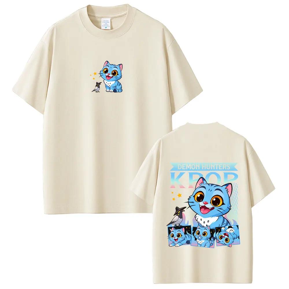 فيلم Kpop شيطان الصيادين ديربي النمر تي شيرت الرجال النساء عادية المتضخم Crewneck تي شيرت الرجال موضة الكرتون الاتجاه الشارع الشهير