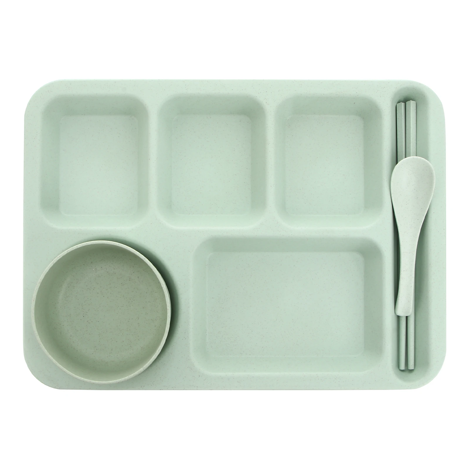 

1 set Creative Dining Set Fast Food Plates Bowls Cutlery Kids Safe Unbreakable Toddler Meal Tray Green Reusable Home