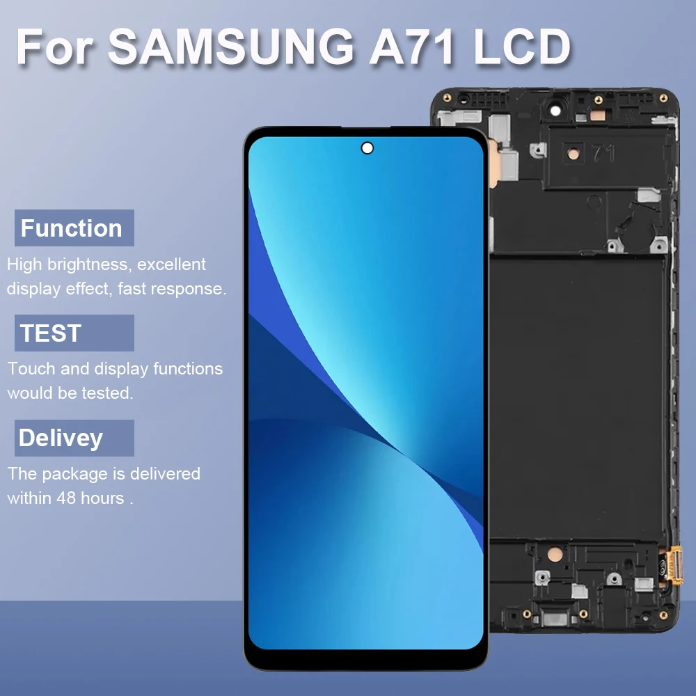 

Запчасти для ЖК-экрана A71 TFT для Samsung Galaxy A71 A715F A715F/DS, ЖК-дисплей с сенсорным экраном и дигитайзером с заменой рамки