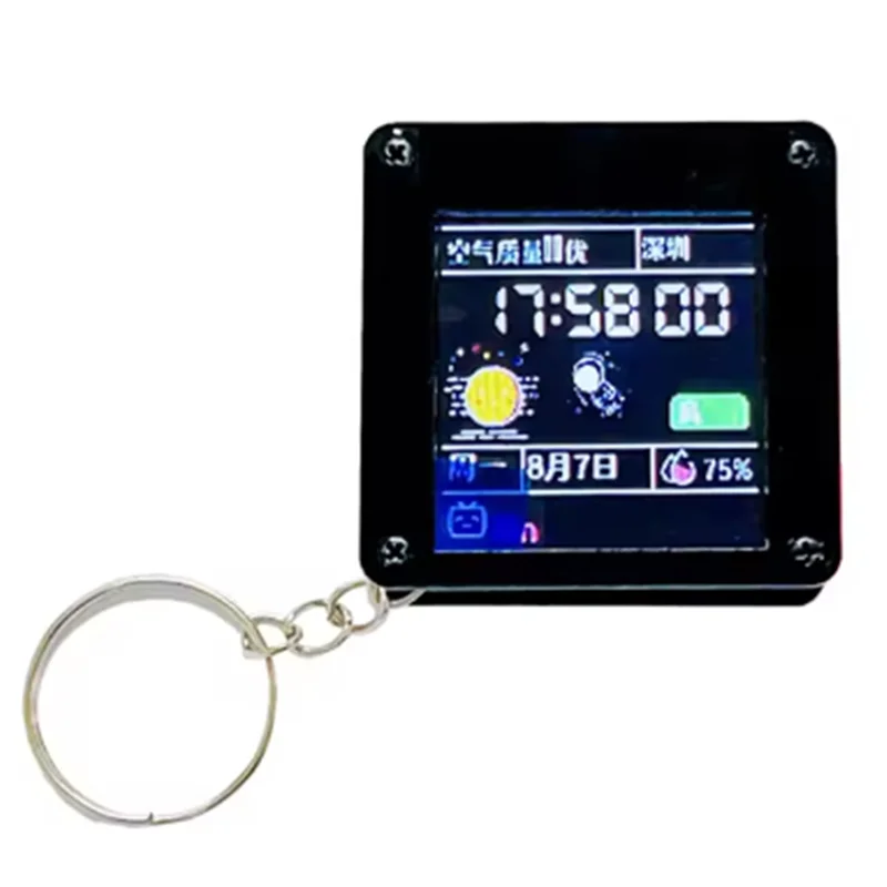 ESP32 C3 1.44 بوصة LCD سطح المكتب حلية تلفزيون صغير محمول قلادة LVGL محطة الطقس GIF الرسوم المتحركة وألبومات الصور-TCE