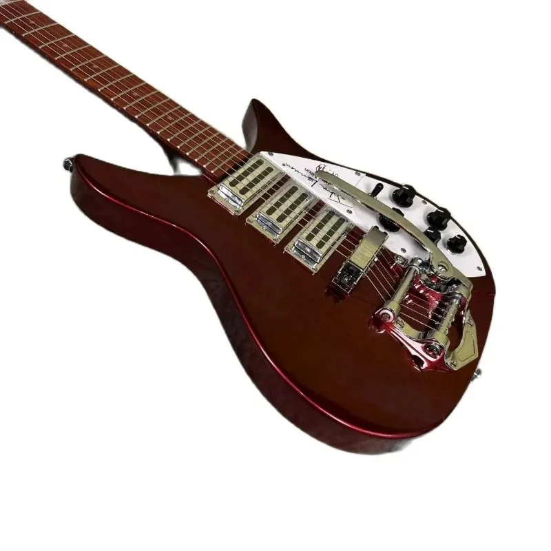 2026 Hot Sale 40 inches Gleeson Hot Sale Rick 325 Version Guitars Metal Red Glossy Finish 34 Inches