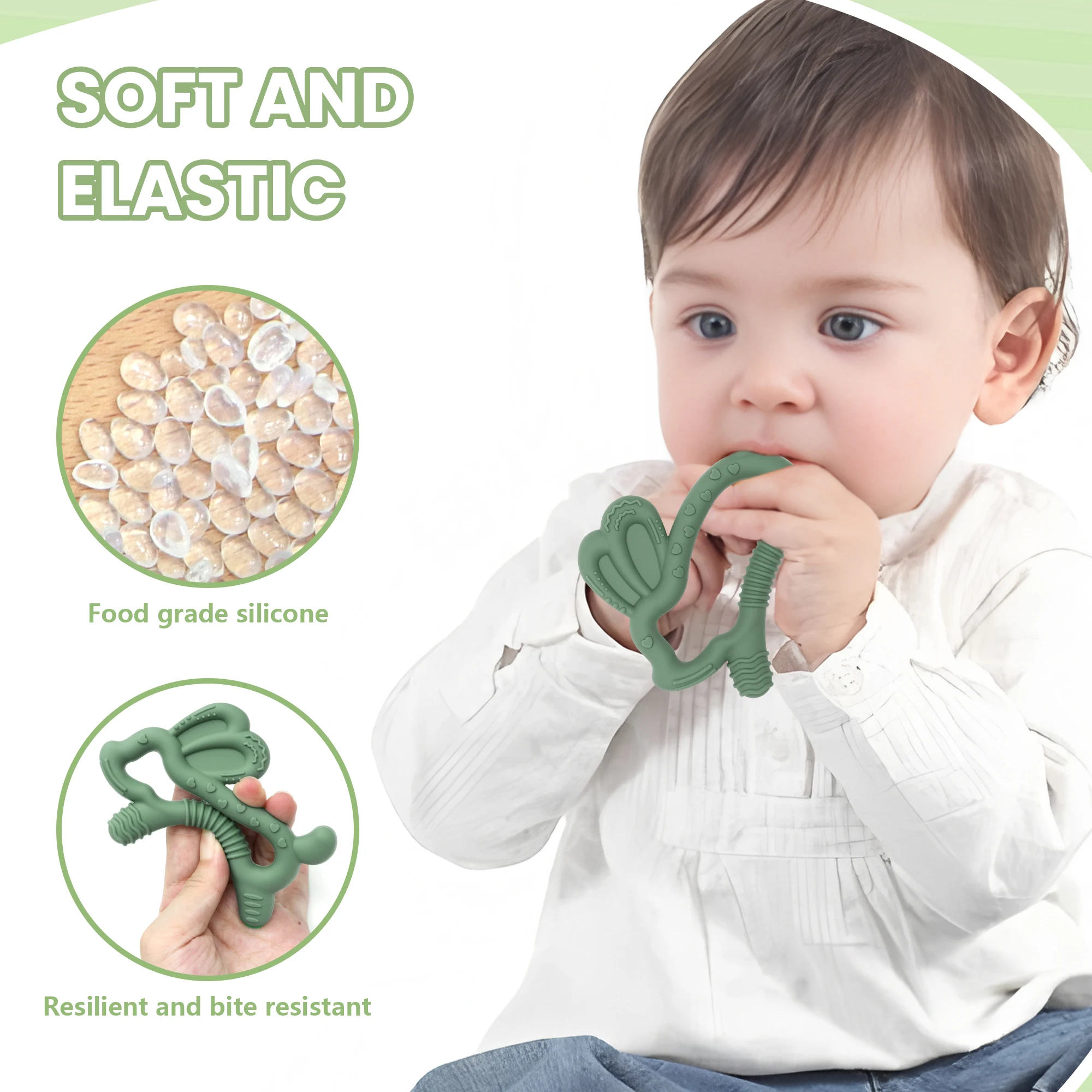 Jouet de dentition lapin animé, adapté aux bébés de 0 à 6 à 12 mois, jouet de dentition en silicone souple, silicone de qualité alimentaire.