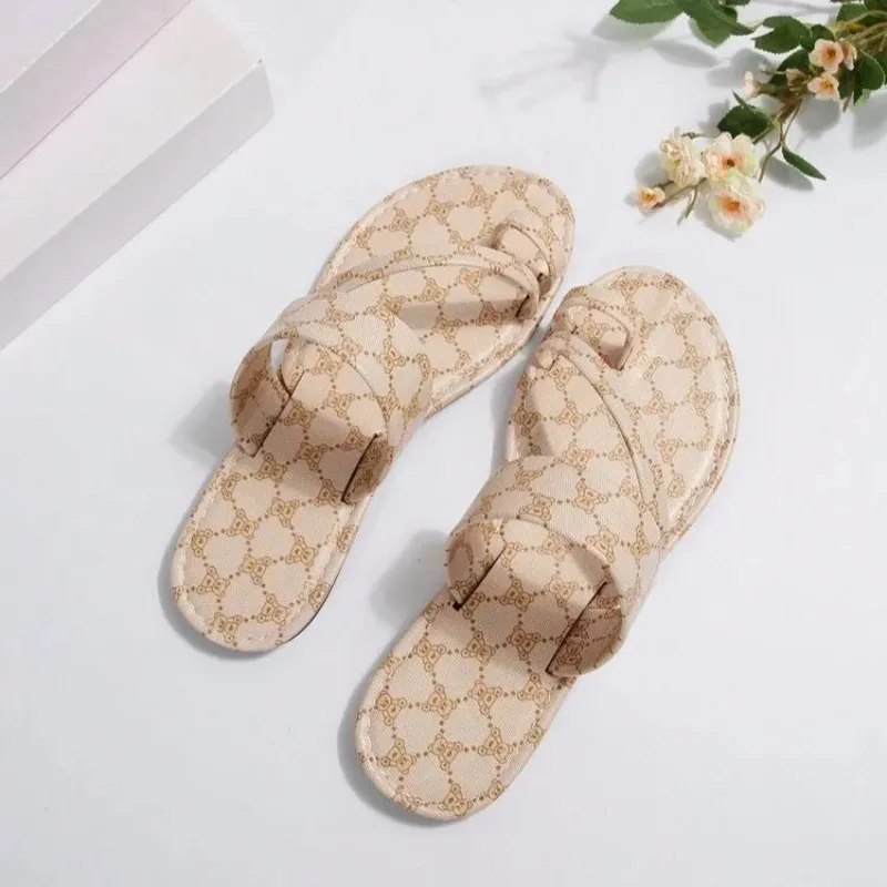 Denim Slippers for Women Casual Beach Slippers Flat Peep Toe Sandals Ladies Flat Luxury Trend Shoes Woman Outdoor Slides Women