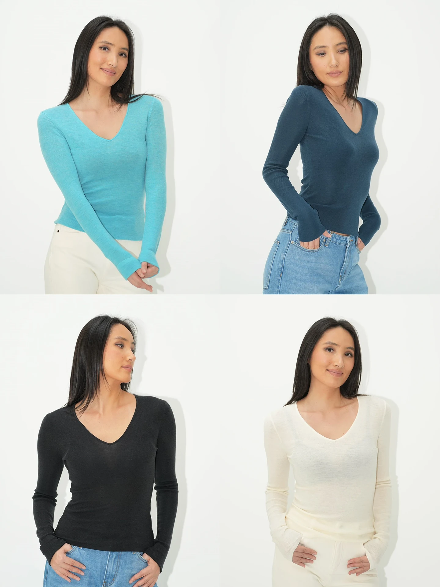 

WellD Biella Yangzi 00 Special Fine Merino Wool V-ne Sweater Women's Faion Soft Woolen Knitted Wear Layering Recommendation