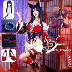 Ahri Cosplay Game LOL the Nine-Tailed Fox Ahri Cosplay Costume Girl Christmas Dress Roleplay Uniforms Sets Wig Shoes Cosplay