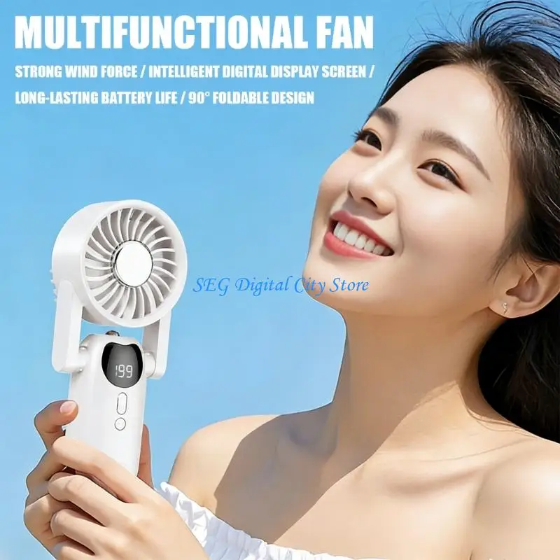 

U75B USB Rechargeable Mini Fan With Digital Display And Light Function For Travel