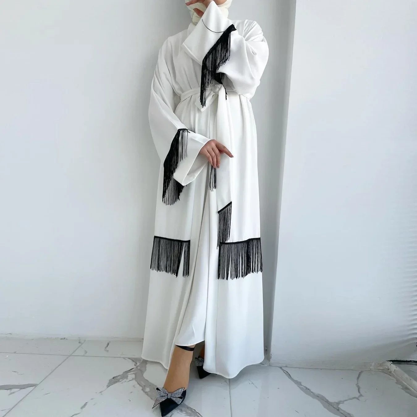Mode gland Kimono Abayas Eid Robe musulmane Abaya Syari femme pleine longueur ouvert musulman Abaya Service de culte vêtements islamiques