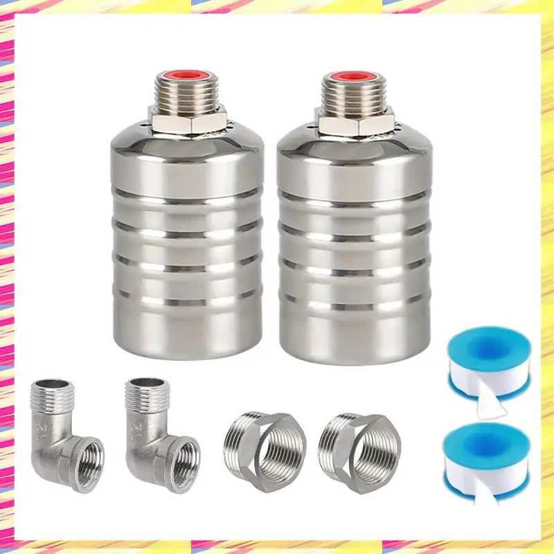 ABJJ 2 Pack 1/2Inch 3/4Inch Auto Fill Shut Off Water Tank Float Valve, 304 Stainless Steel Water Level Control Valve