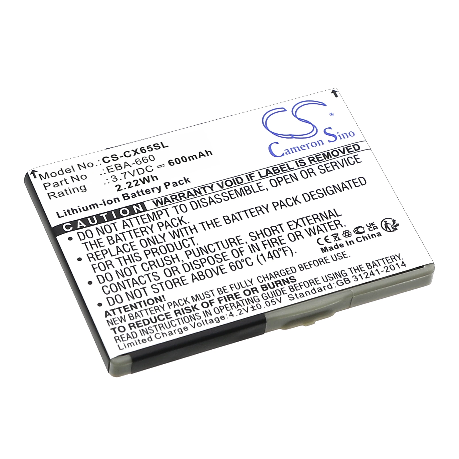 

CS Cameron Sino Kerui New 750mAh Replacement Battery for A31, A58, AX72, AX75, C65, C65v, C66, C70, C71, C72, C75, C81, CF62,