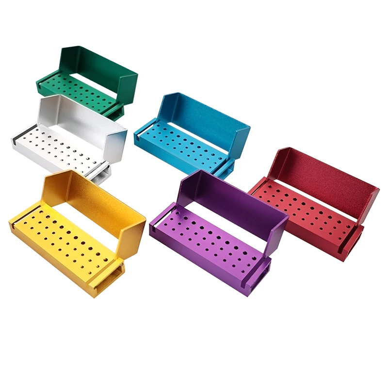 1pc Dental High&low Speed Burs Holder 30 Holes Dental Burs Block Aluminum Dental Burs Disinfection Box for Endo Burs Organizer