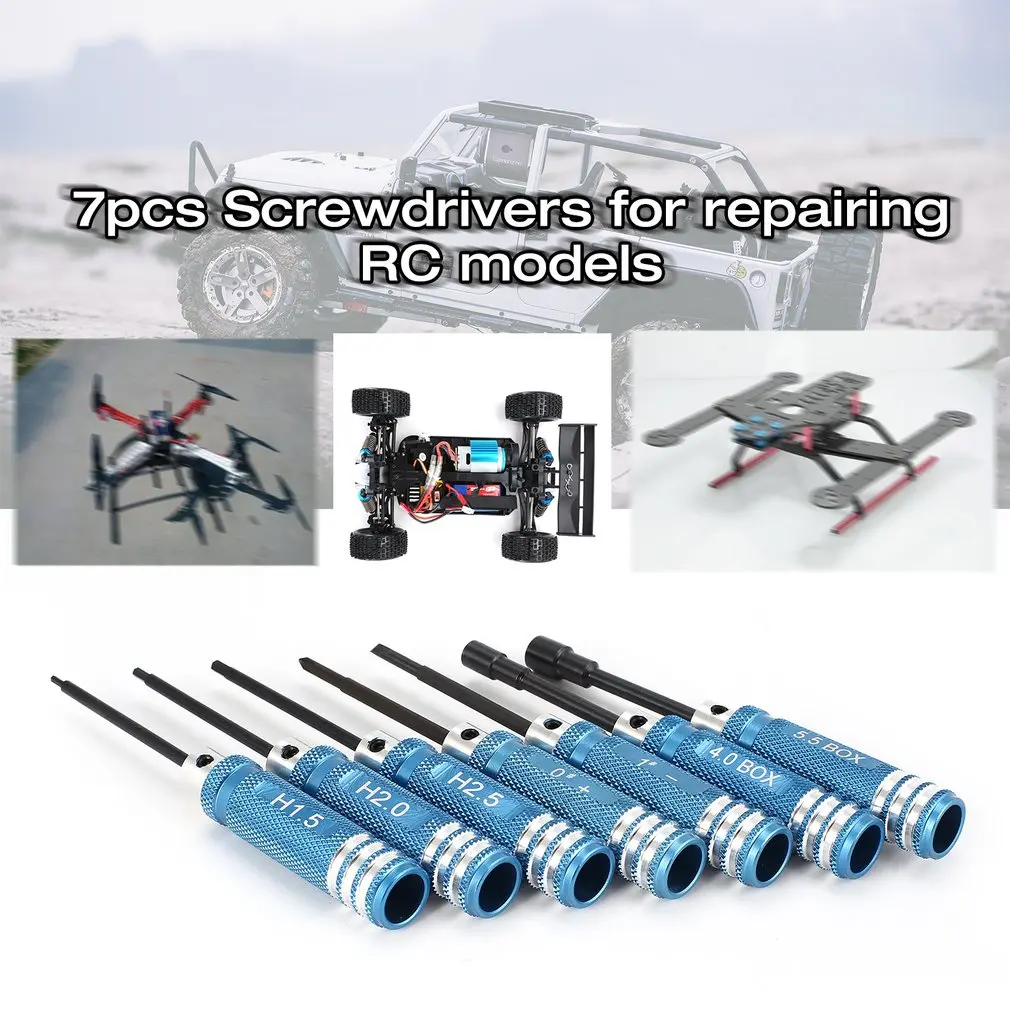 

7Pcs 1.5-5.5mm Repair Tools Hex/Straight/Cross Screwdriver Sleeve Nut Tools Kits for RC Helicopter Car Aircraft Drone RC Model