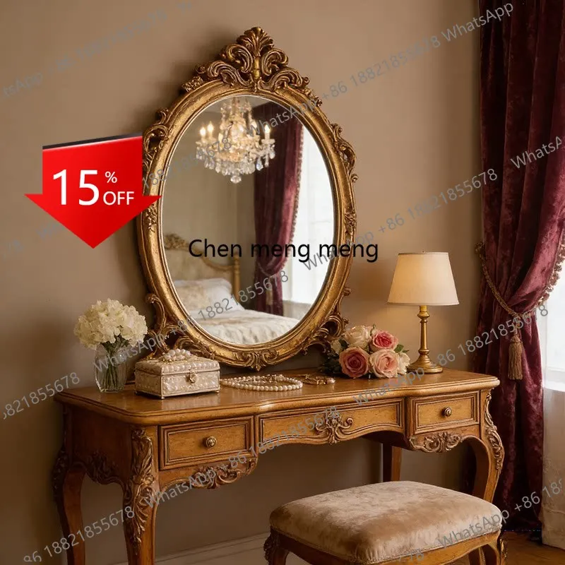 Q178 Custom Vintage Dresser Makeup Mirror American Wall Hanging Bathroom Mirror Fireplace Decorative Mirror