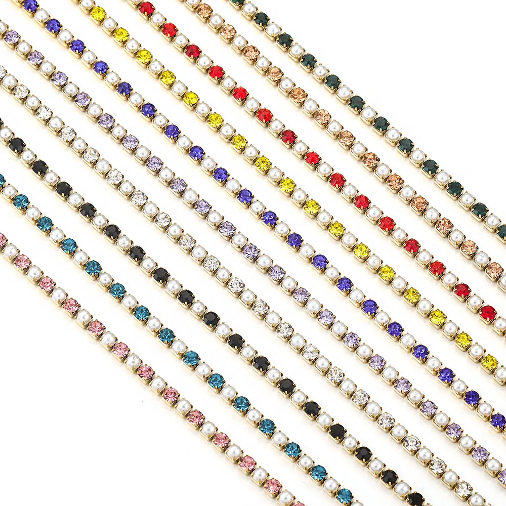 

No Fade 1Meter Stainless Steel Crystal Rhinestone Chain Sew-On Glue-On Trim Cup Chains For Clothes Necklaces Bracelet Choker DIY