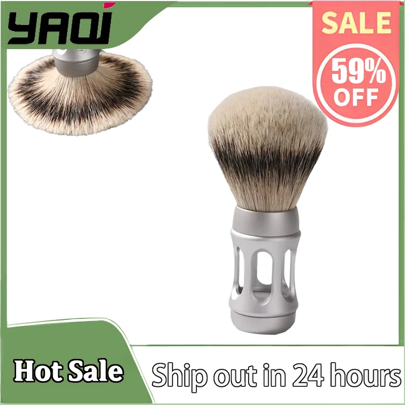 

YAQI 24mm Bandstand Matte Chrome Metal Handle Silvertip Badger Hair Shaving Brush - Premium Quality Travel Care Grooming Tool