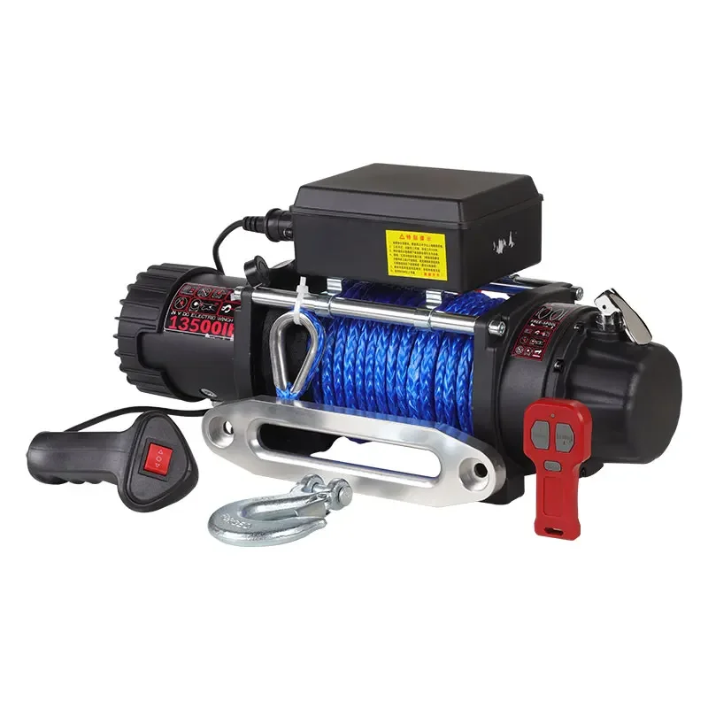 Factory customized steel /nylon rope electric winch,single Type lifting electric Winch with wireless Control Box for auto/truck