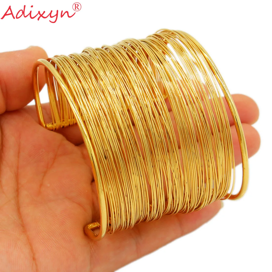 

Adixyn Dubai Wide Bangle For Women Jewelry Gold Color Afican Europ Bracelet Jwelry Wendding Party Gift N10169
