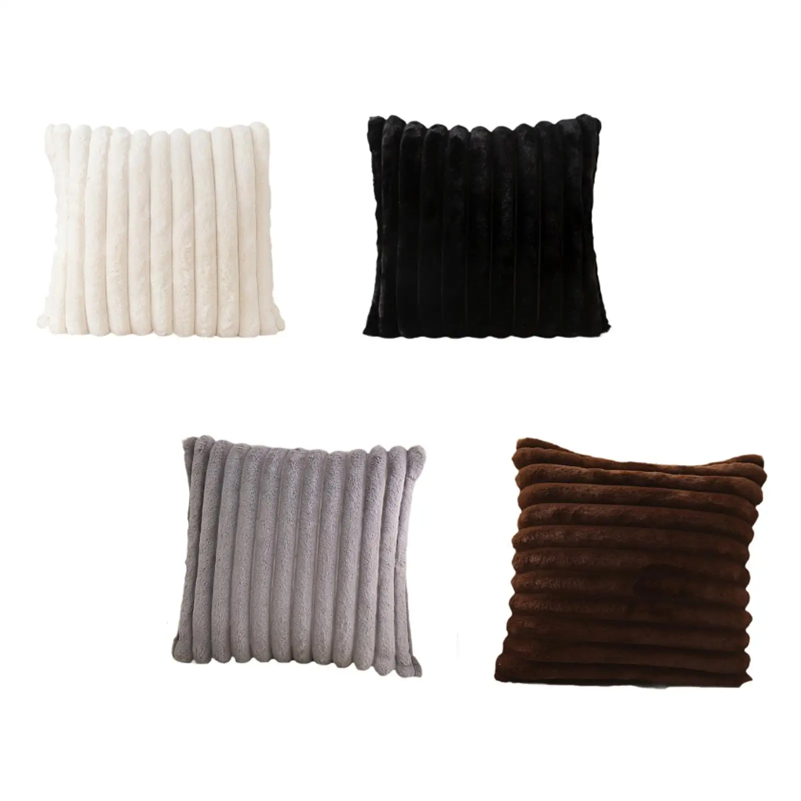 Faux Fur Plush Throw Pillow Cover Wide Strip Stylish Square Luxury Soft Pillowcase for Bed Office Home Decoration Hotel Sofa