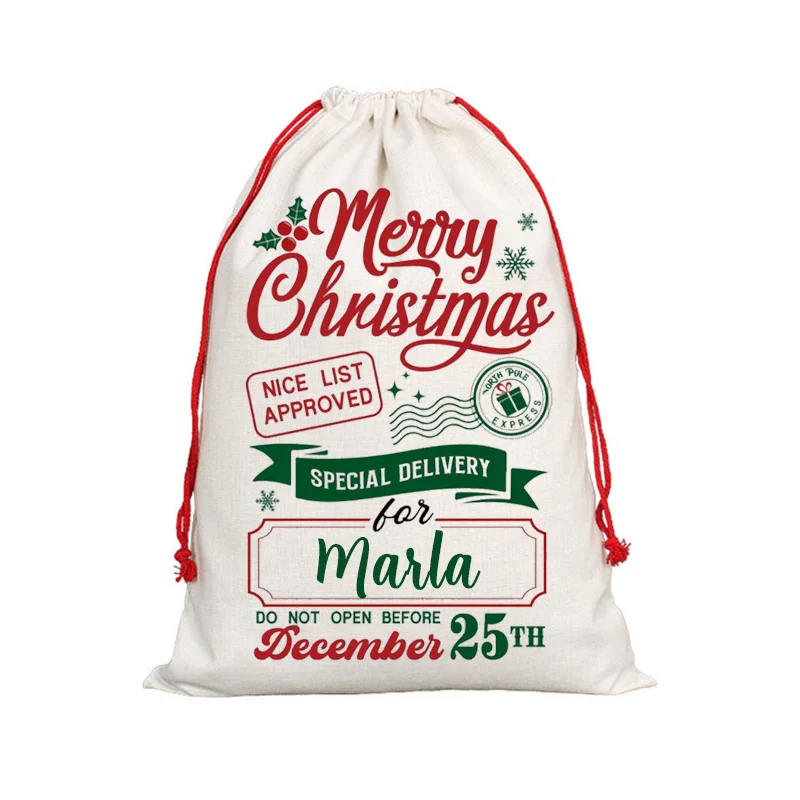 Personalized Name 30x40cm Christmas Gift Bags Santa Sack Christmas Ornaments New Year Christmas Gifts for Kids Boys Girls Teens