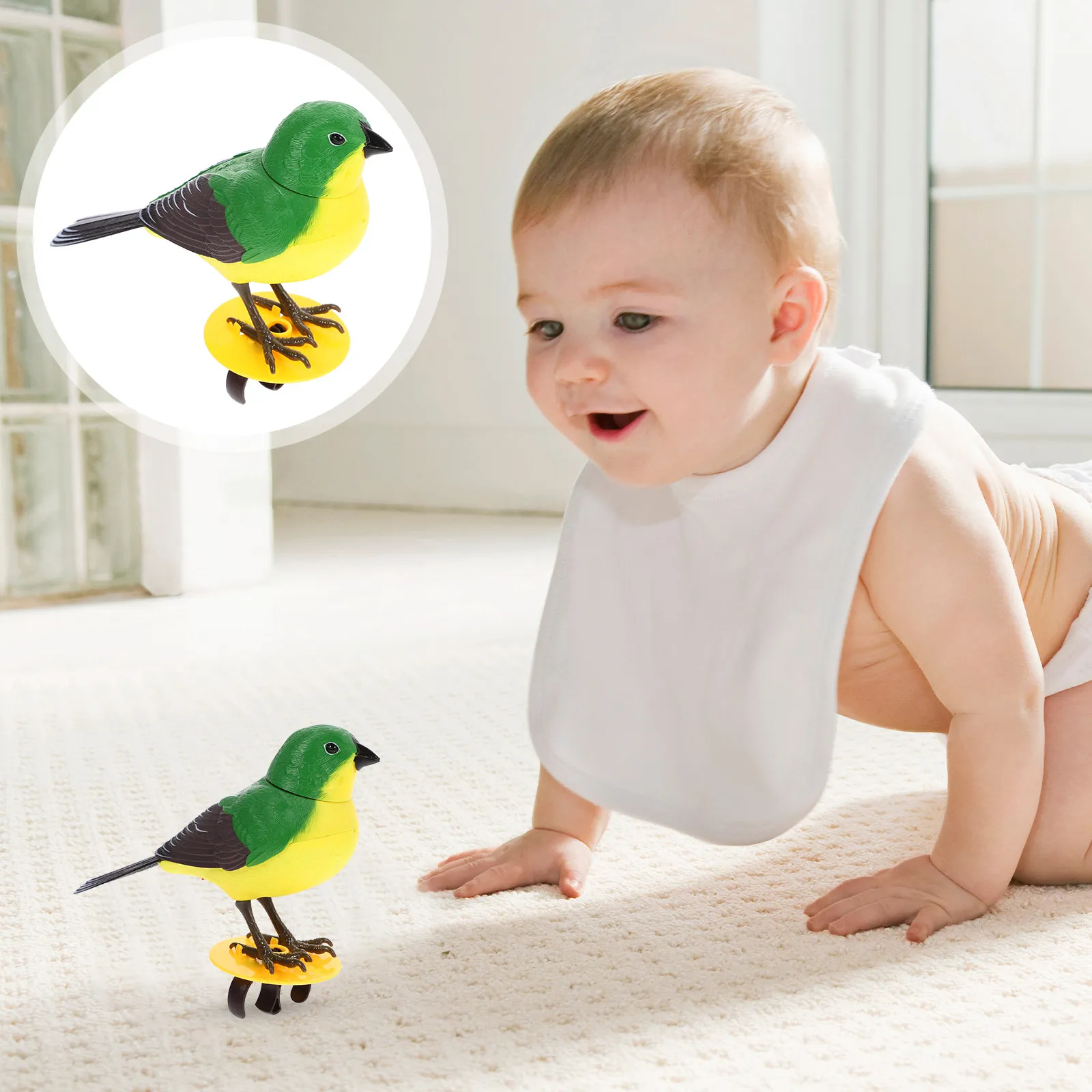 

Электрическая поющая птица с голосовым управлением, пластиковая игрушка-украшение для комнаты и офиса, интерактивная, забавная, имитация птицы