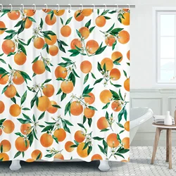 Fruit Shower Curtain Watercolor Orange Peach Lemon Strawberry Orange Papaya Cute Colorful Bathroom Decorative Shower Curtains