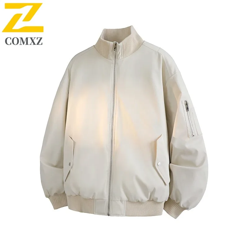 COMXZ 2025 بلون العصرية سترة الرجال ملابس العمل غير رسمية نمط يندبروف سترة قطن على الطراز الياباني في الهواء الطلق سترة مبطنة دافئة