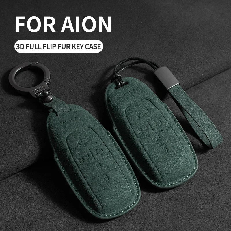 Car Key Case For Gac AION S PLUS New Energy Trumpchi Aion V Y LX 2023 GE3 GA3S Suede Car Keychain For AION