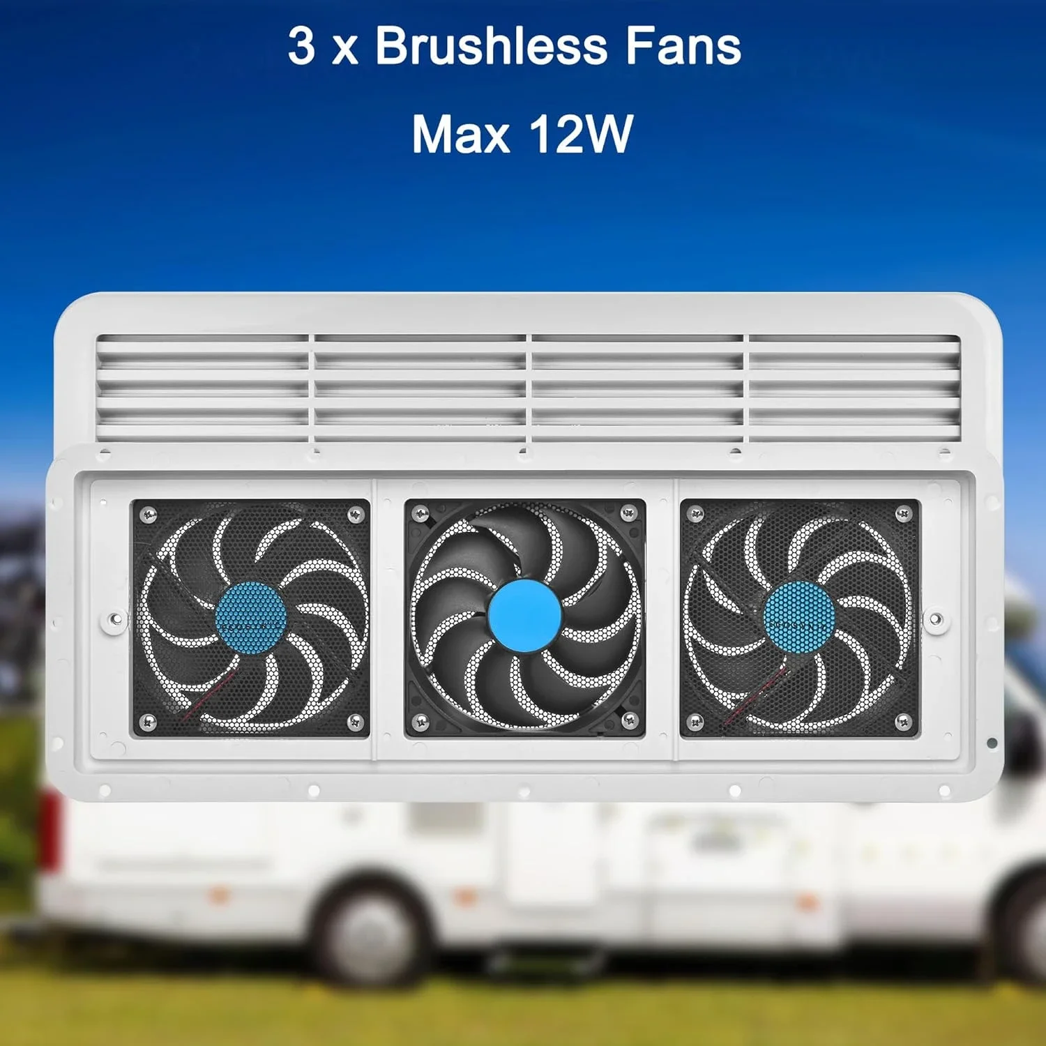12V Reversible Vent Fan with Grille - Durable Exhaust/Inlet for RV/Trailer/Caravan