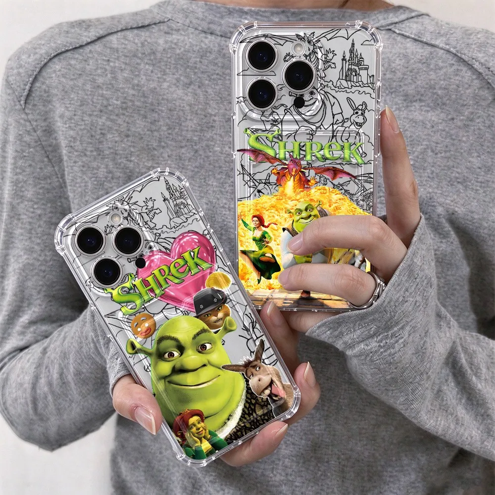 Card Hold Phone Case For Samsung Galaxy S26 S25 S24 S23 Edge Plus Ultra M53 M54 5G Airbag Cover Shrek Green Monster Cartoon